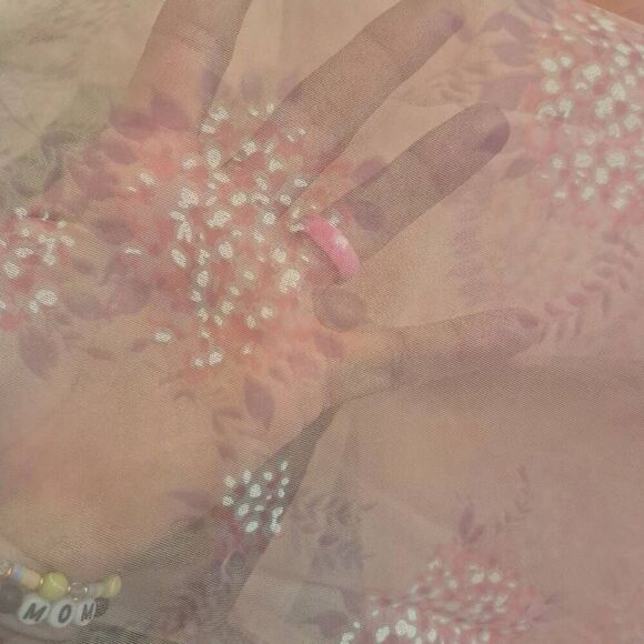 Fabric, Pink, Purple & White Floral Polyester Organza 45" x 3 yds - Picture 2 of 6